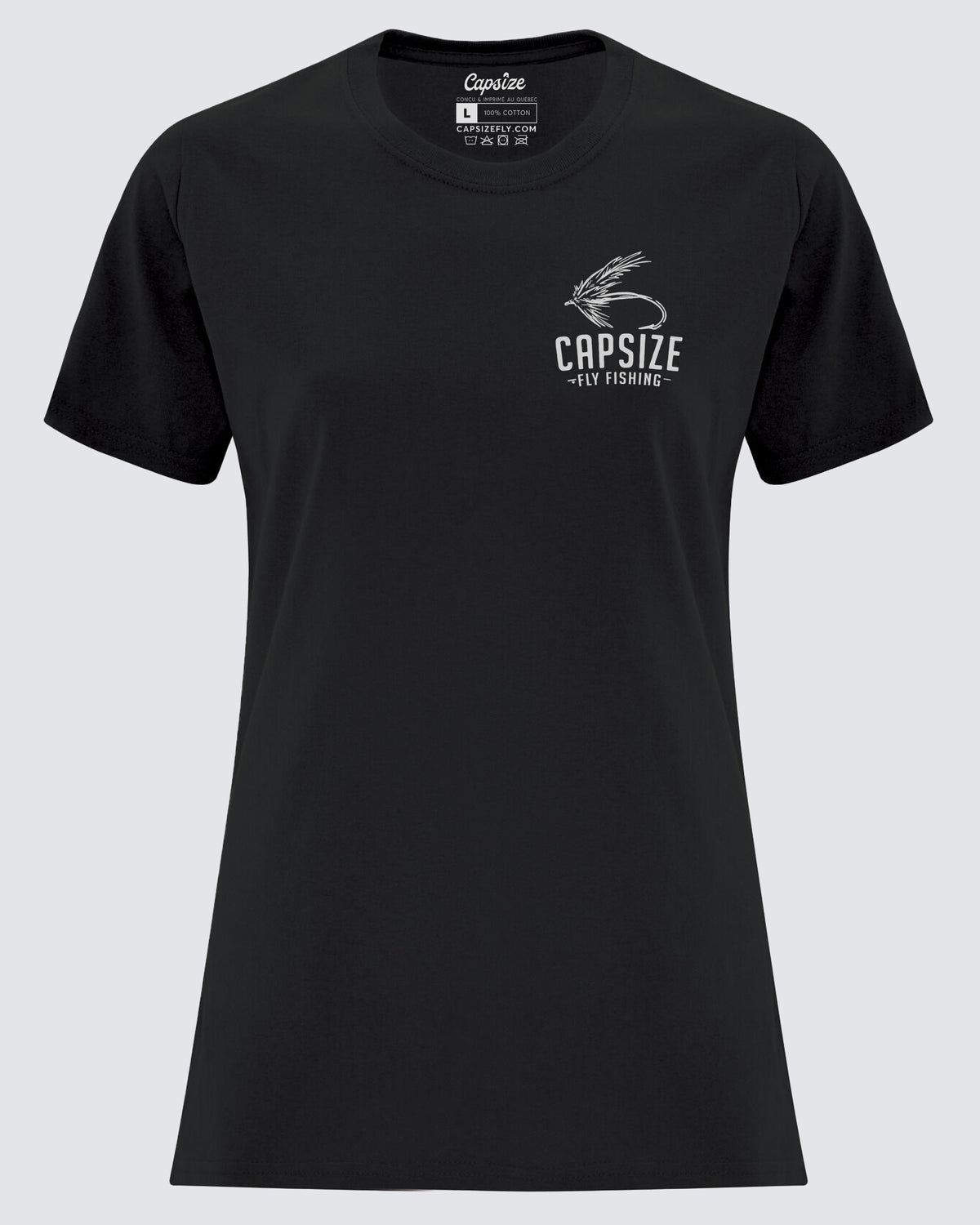 Women Fly Fishing T-Shirt | Dry Fly Black
