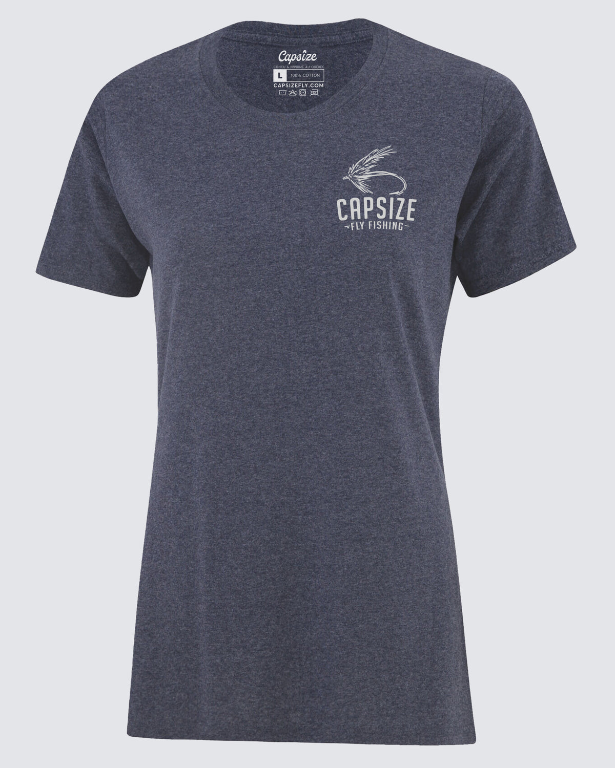 Women Fly Fishing T-Shirt | Dry Fly Navy Heather