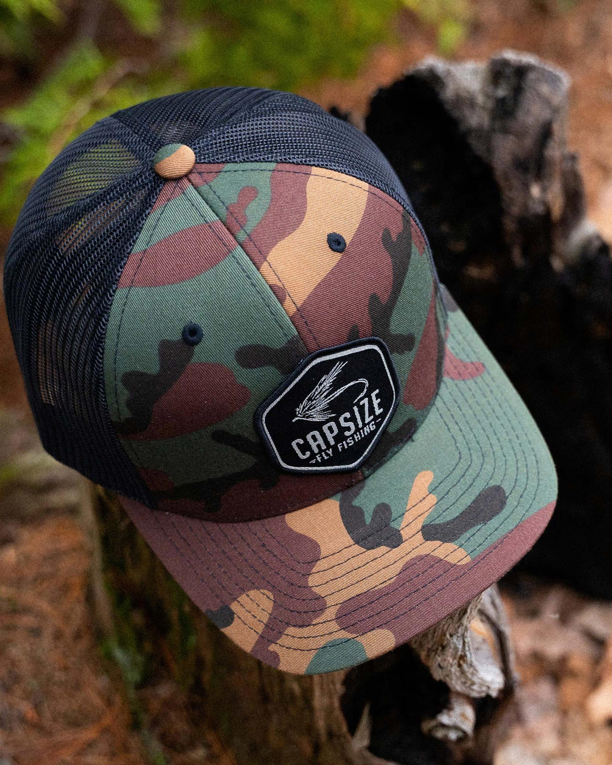 Fly Fishing Hat | Dry Fly Camo Trucker - Capsize Fly Fishing