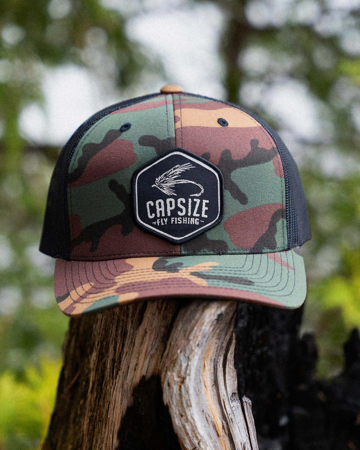 Fly Fishing Hat | Dry Fly Camo Trucker - Capsize Fly Fishing