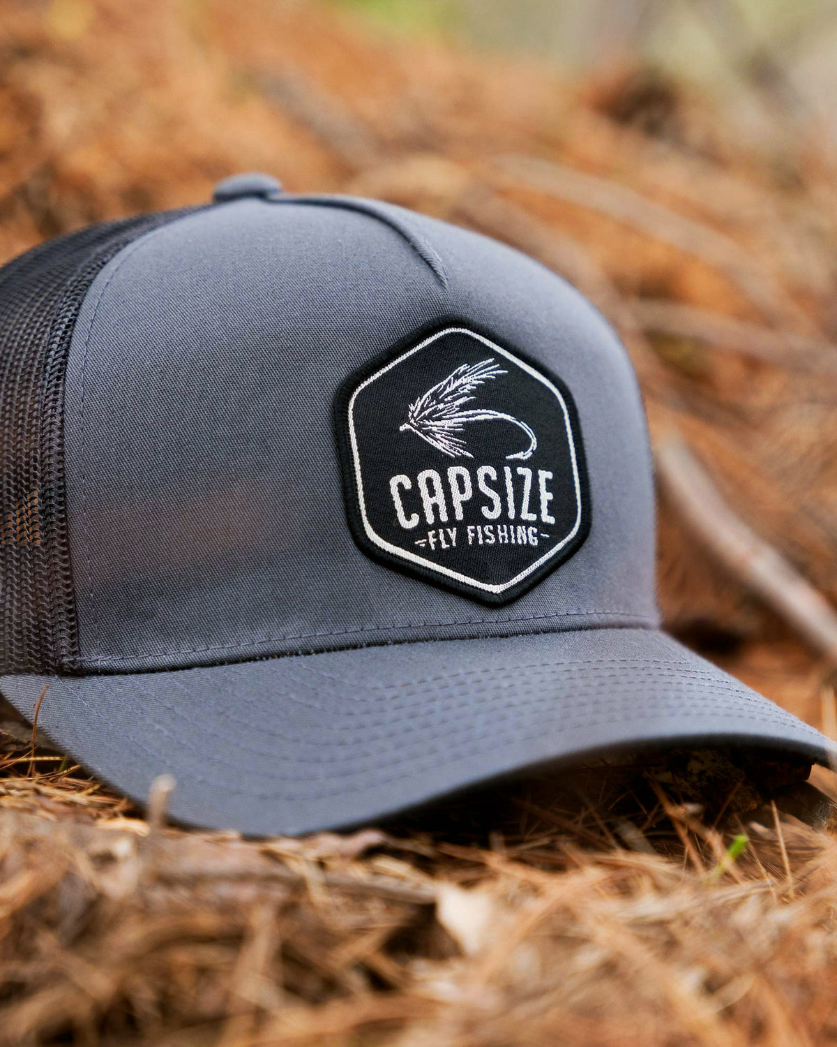 Fly Fishing Hat | Dry Fly Charcoal Trucker - Capsize Fly Fishing