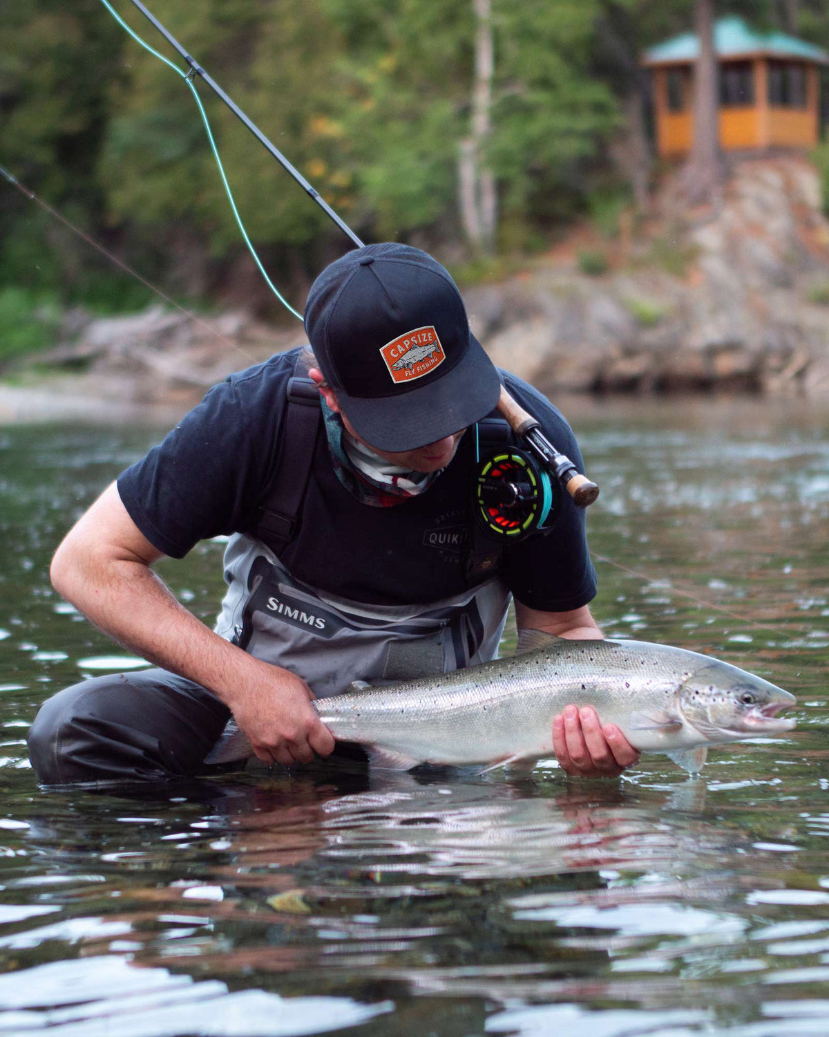 Fly Fishing Hat | Salmon Patch Black Trucker - Capsize Fly Fishing