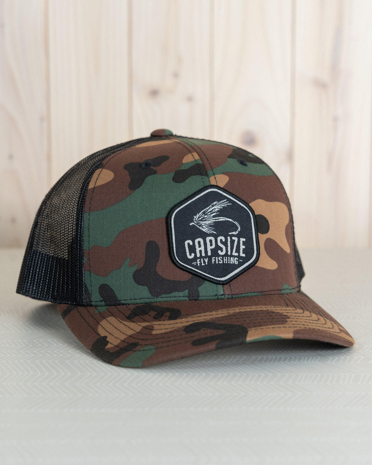 Fly Fishing Hat | Dry Fly Camo Trucker - Capsize Fly Fishing