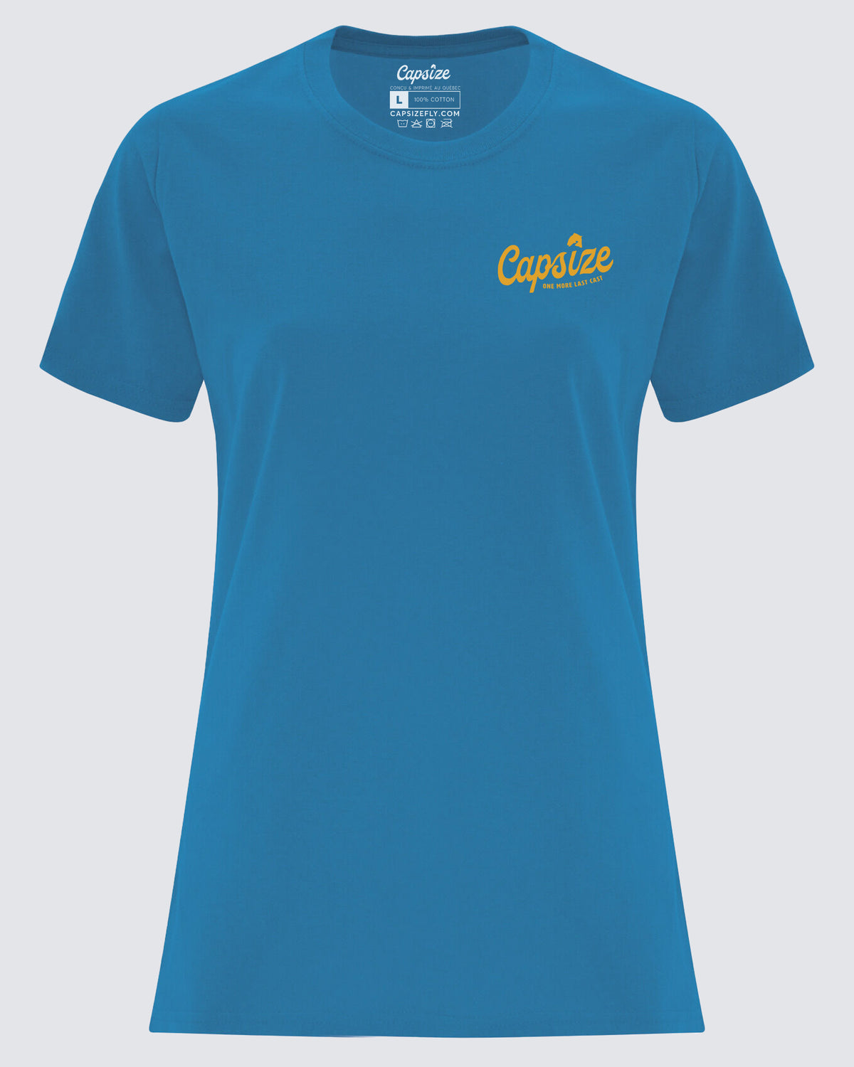 Women Fly Fishing T-Shirt | One More Last Cast Sapphire