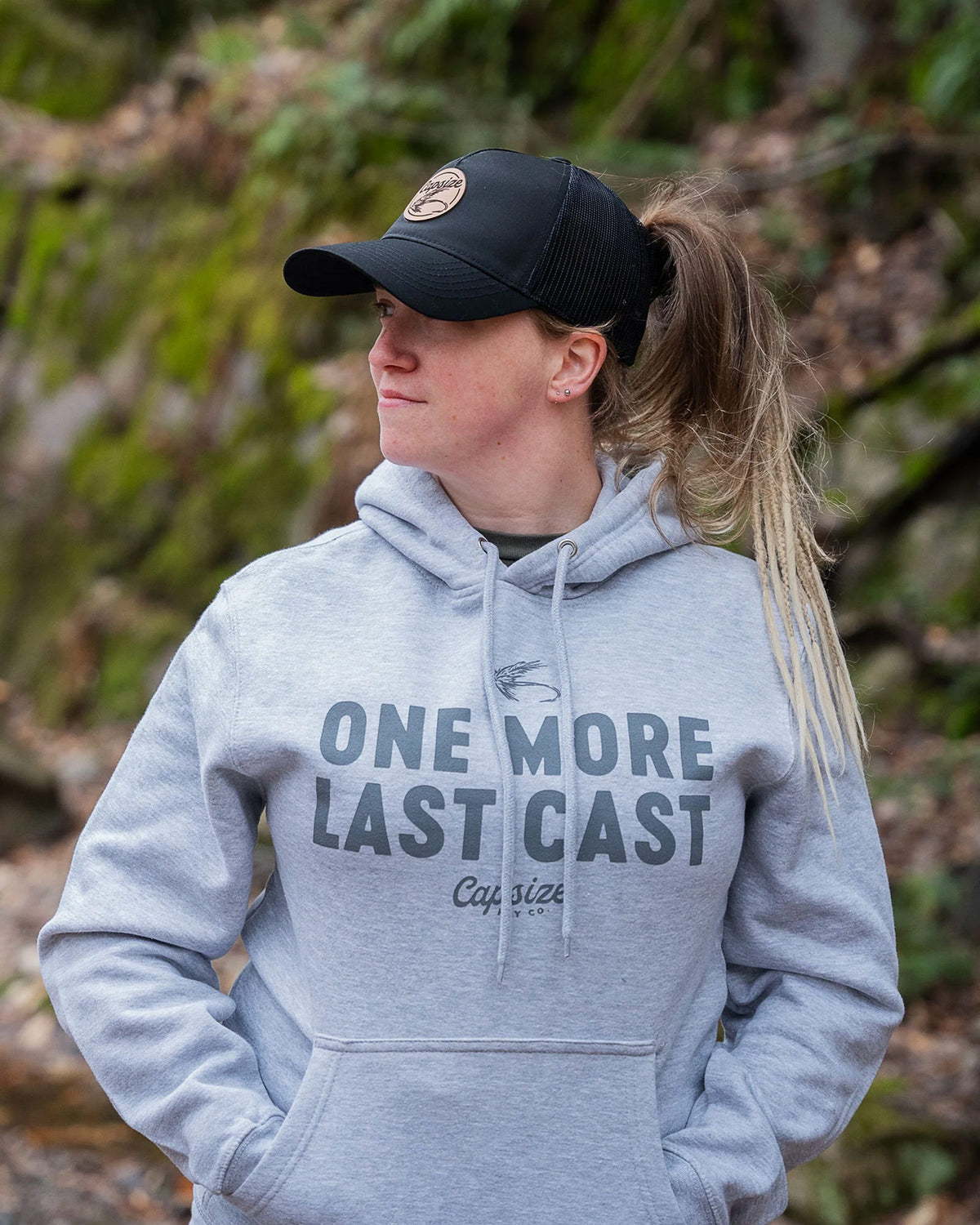 Women Fishing Hat | Leather Fly Ponytail Trucker - Capsize Fly Fishing