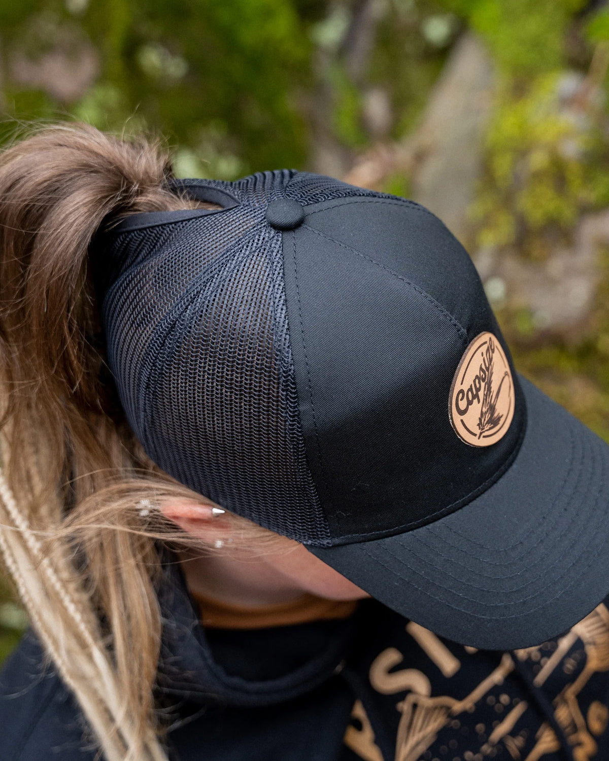 Women Fishing Hat | Leather Fly Ponytail Trucker - Capsize Fly Fishing