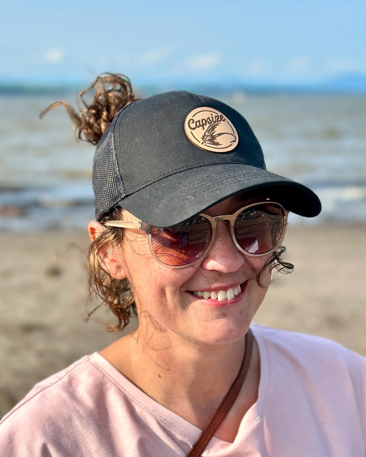 Women Fishing Hat | Leather Fly Ponytail Trucker - Capsize Fly Fishing