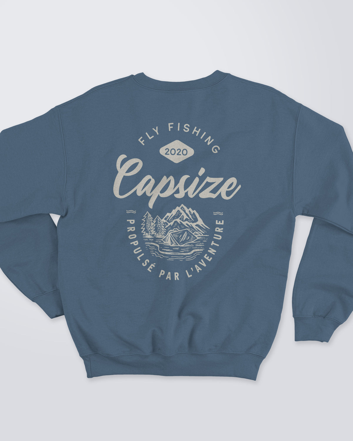 Crewneck Pêche à la Mouche<br> Propulsé par l'Aventure Bleu Indigo