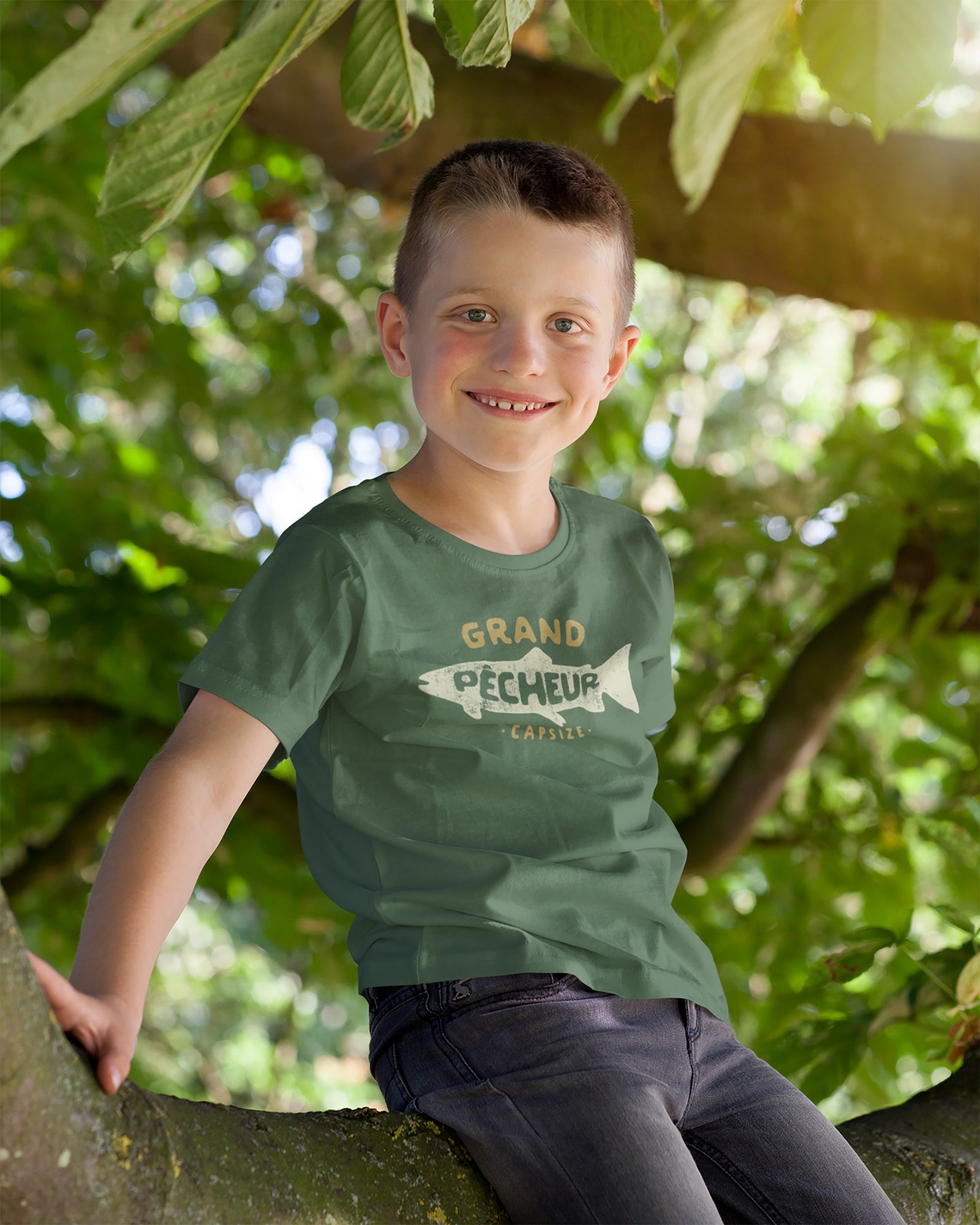Kids Fishing T-Shirt | Grand Pêcheur Olive