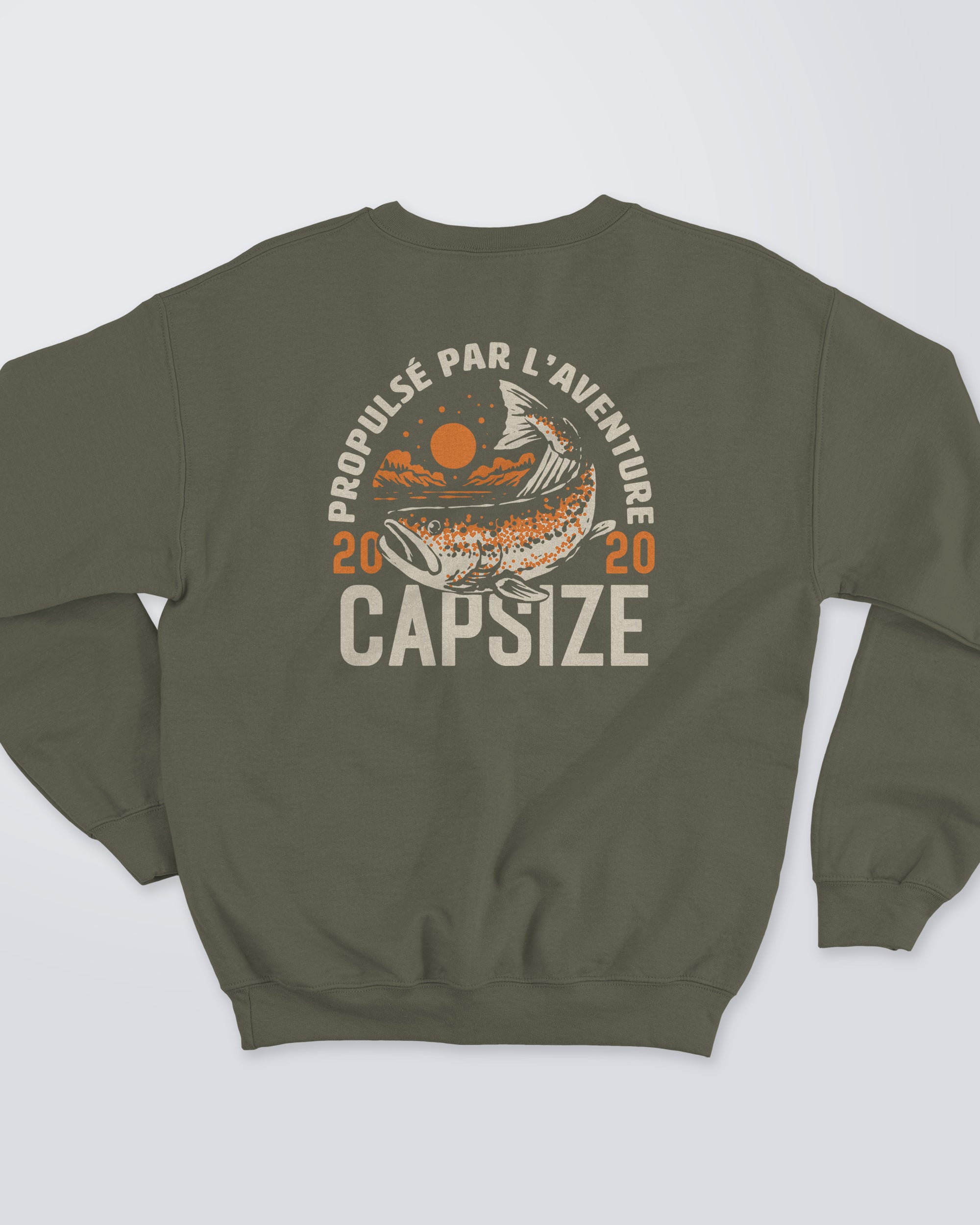 Fly Fishing Sweatshirt | Autumn Salmon Military Green