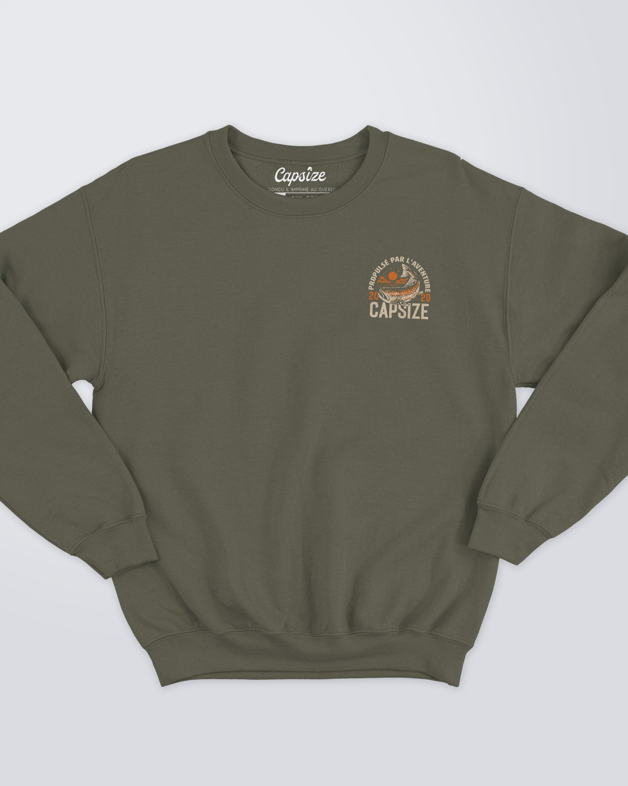 Fly Fishing Sweatshirt | Autumn Salmon Military Green