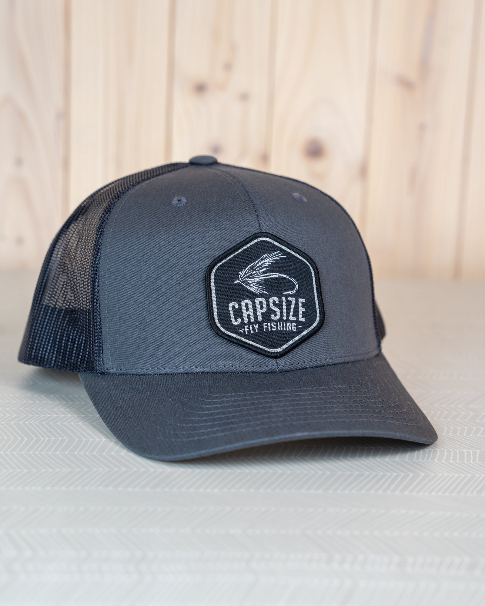 Fly Fishing Hat | Dry Fly Charcoal Trucker - Capsize Fly Fishing