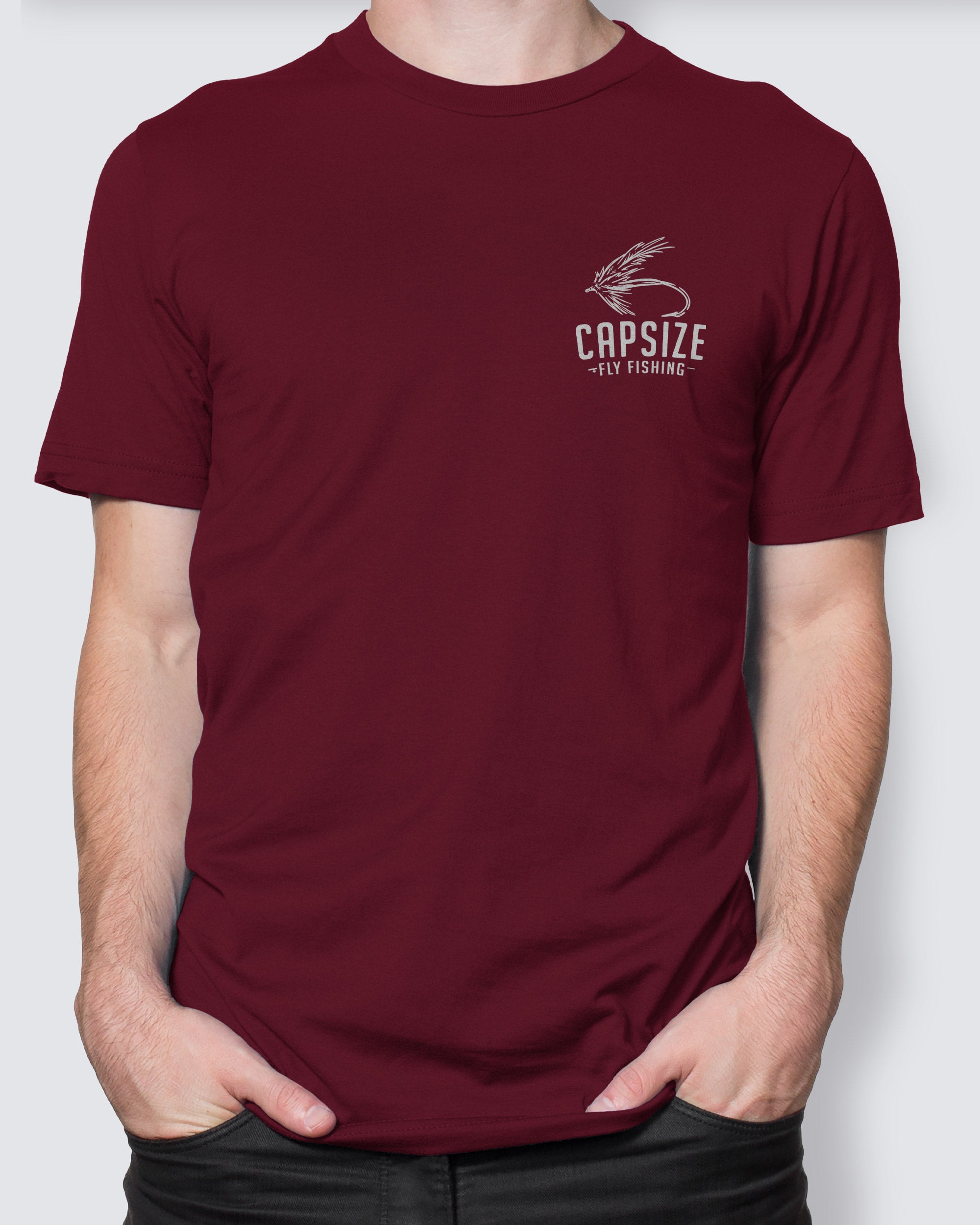 Fly Fishing T-Shirt | Dry Fly Maroon