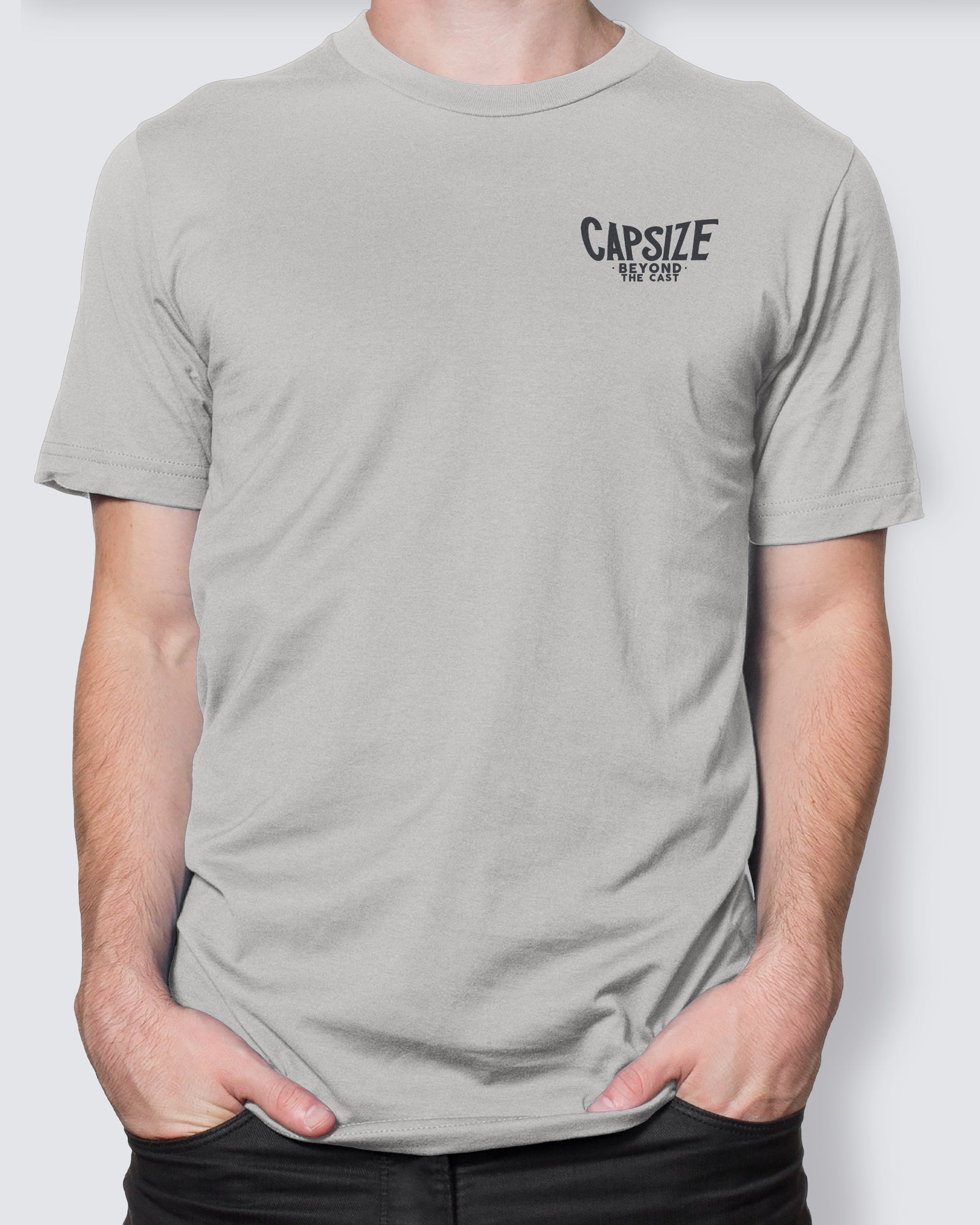 Fishing t-shirt with illustrated fish tail – minimalist design for fishing lovers.