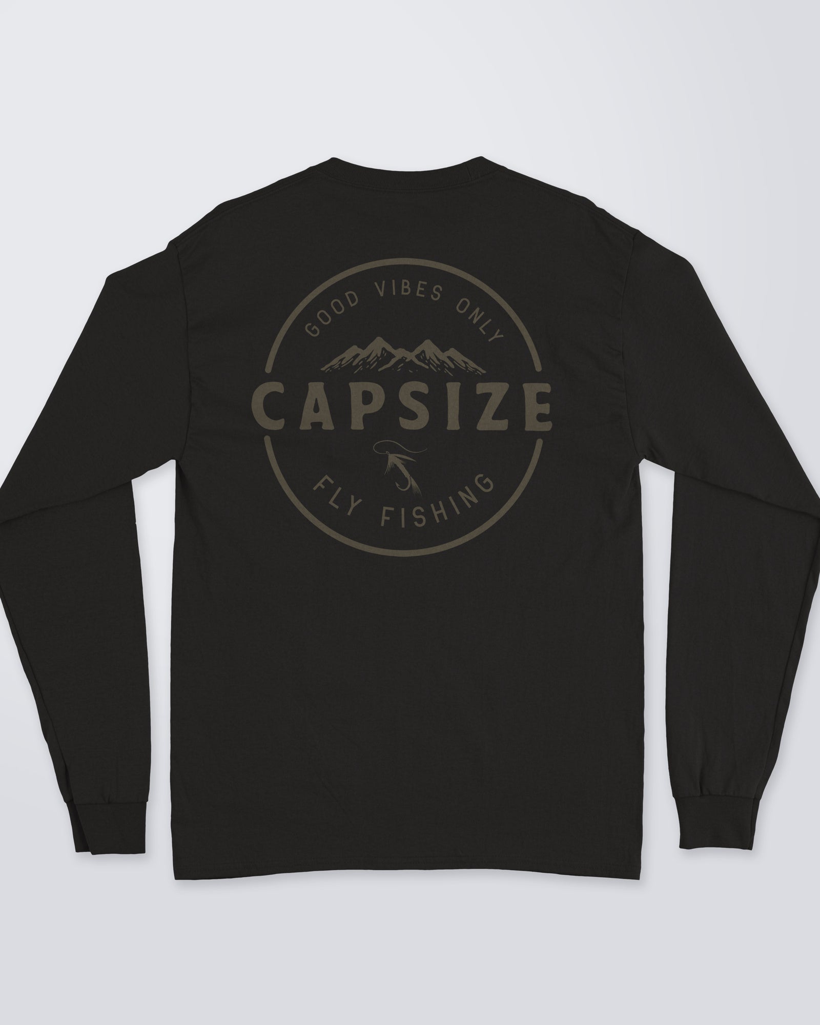 Fly Fishing Long Sleeve T-Shirt | Good Vibes Only Black