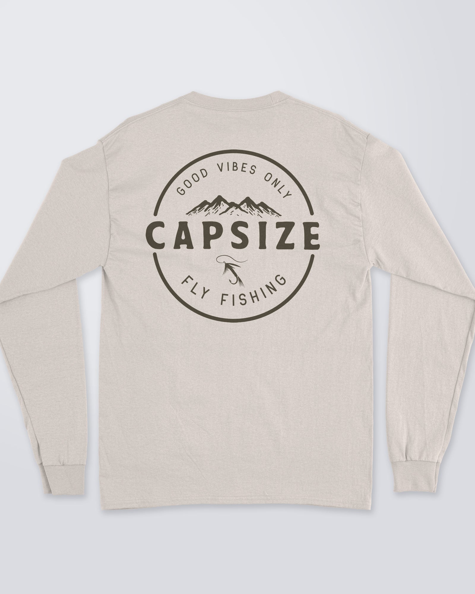 Fly Fishing Long Sleeve T-Shirt | Good Vibes Only Vintage White
