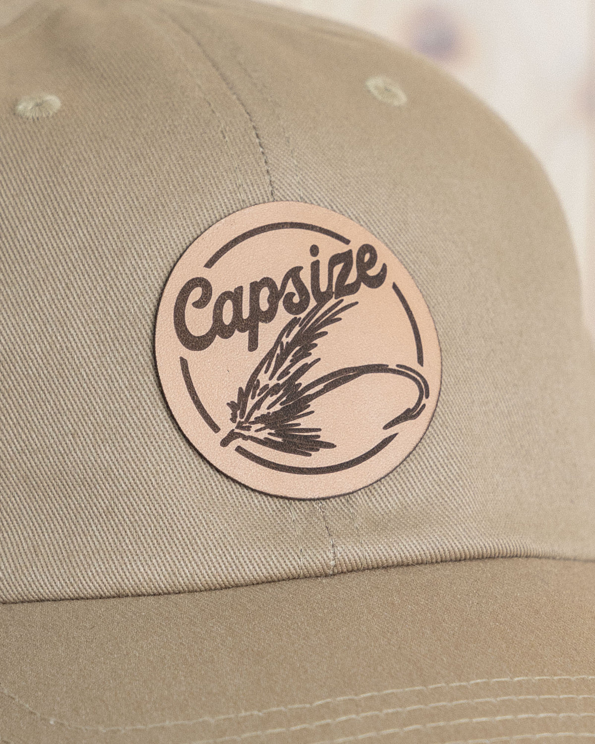 Leather Fly Khaki Dad Hat Fly Fishing Hat