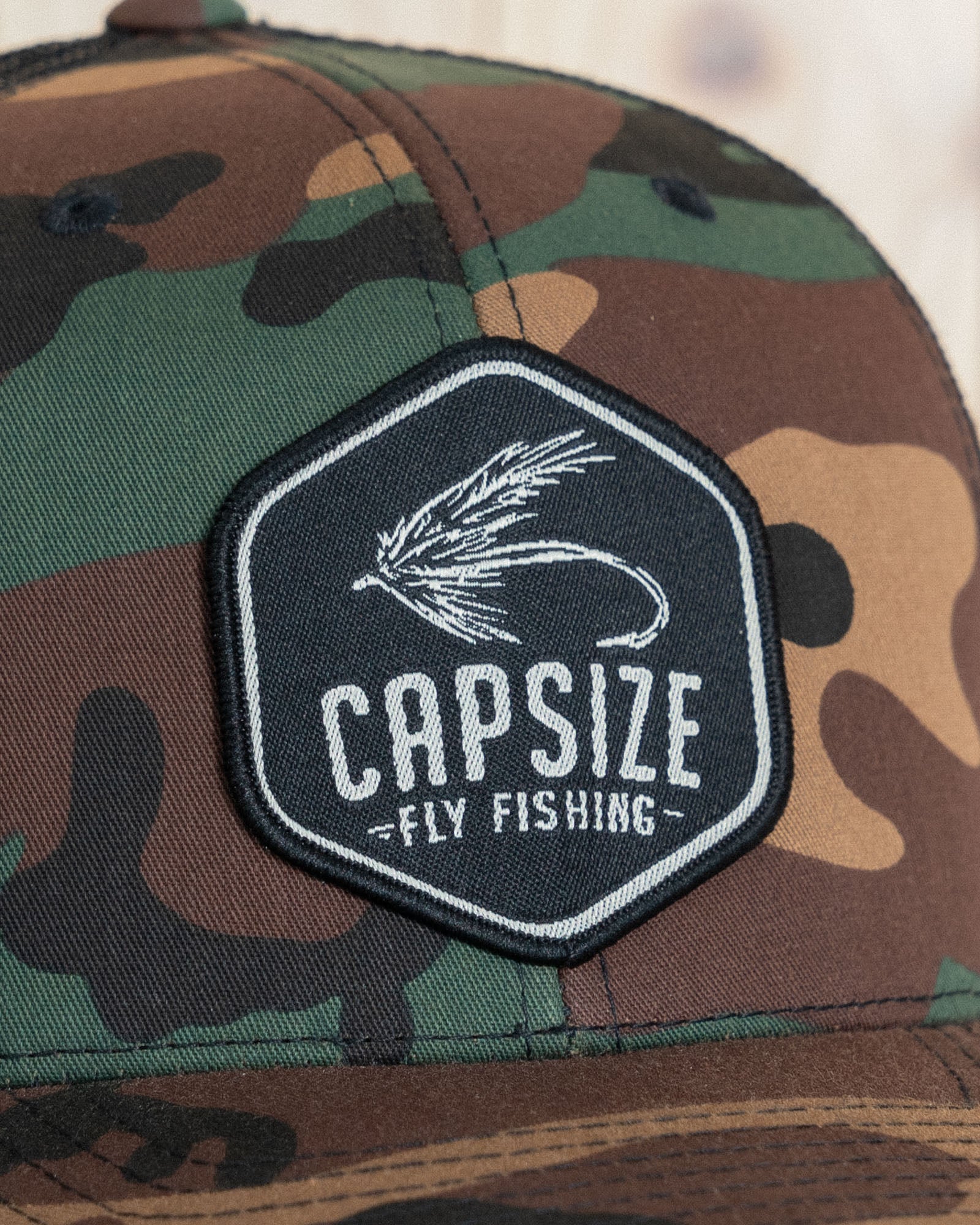 Fly Fishing Hat | Dry Fly Camo Trucker - Capsize Fly Fishing