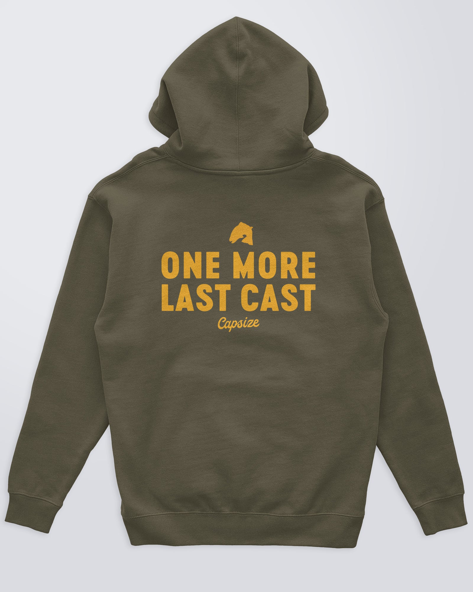 Premium Fly Fishing Hoodie | One More Last Cast Army Green