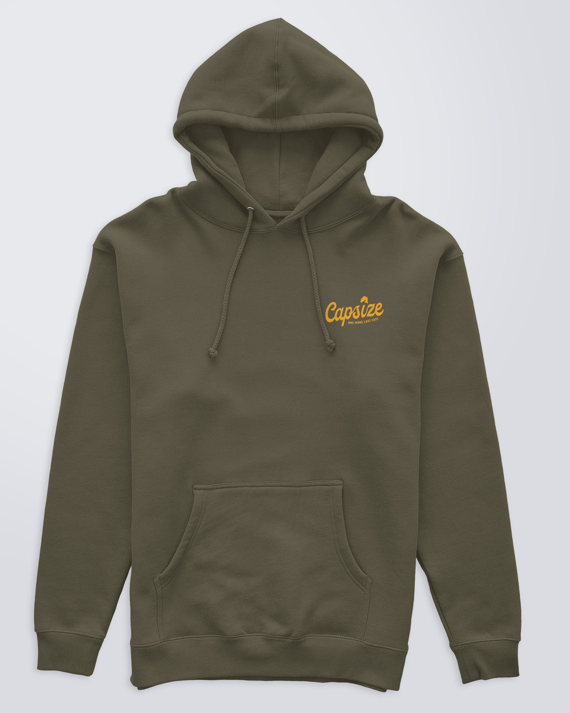 Premium Fly Fishing Hoodie | One More Last Cast Army Green
