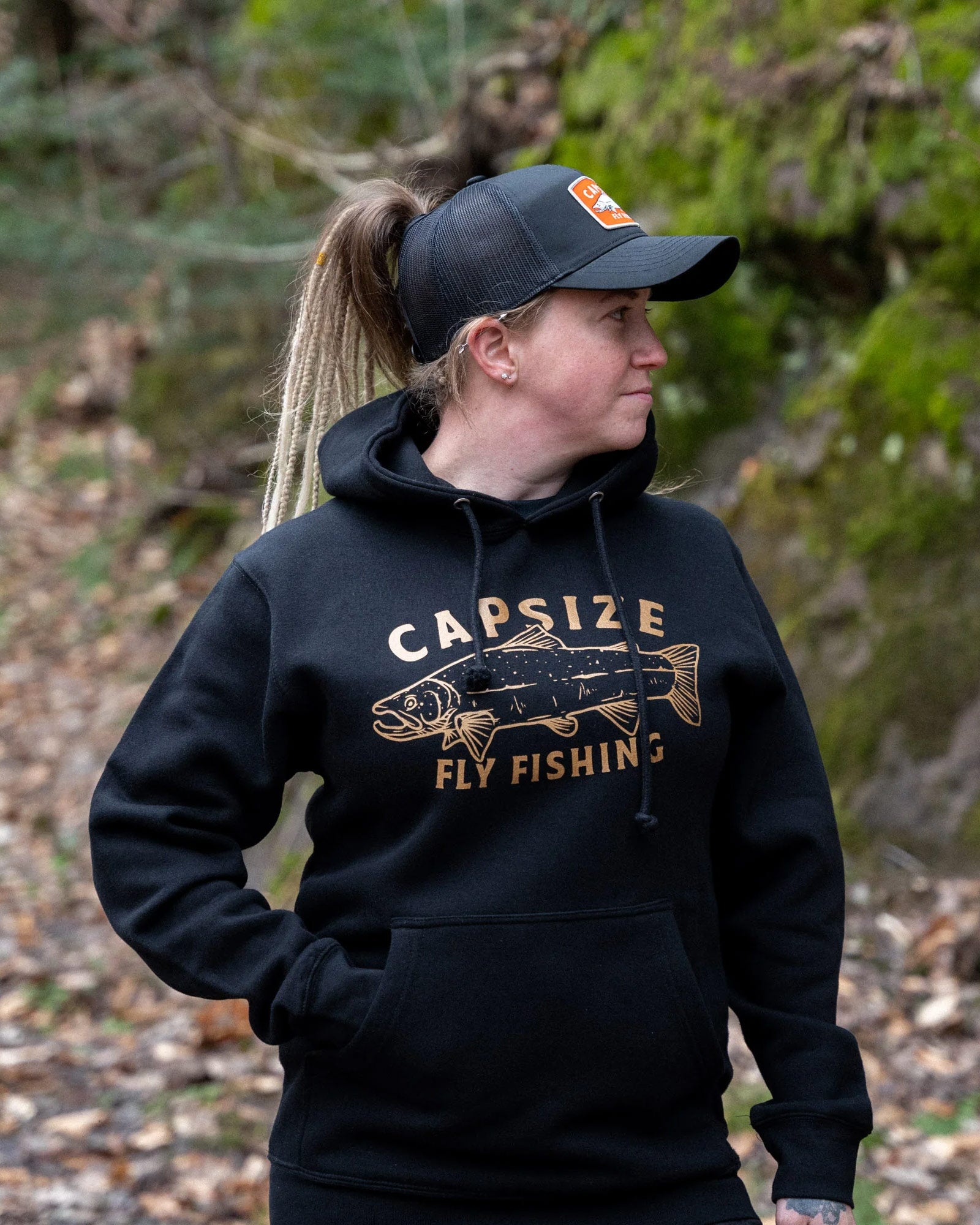Women Salmon Patch Ponytail Trucker Fishing Hat | Capsize Fly Fishing