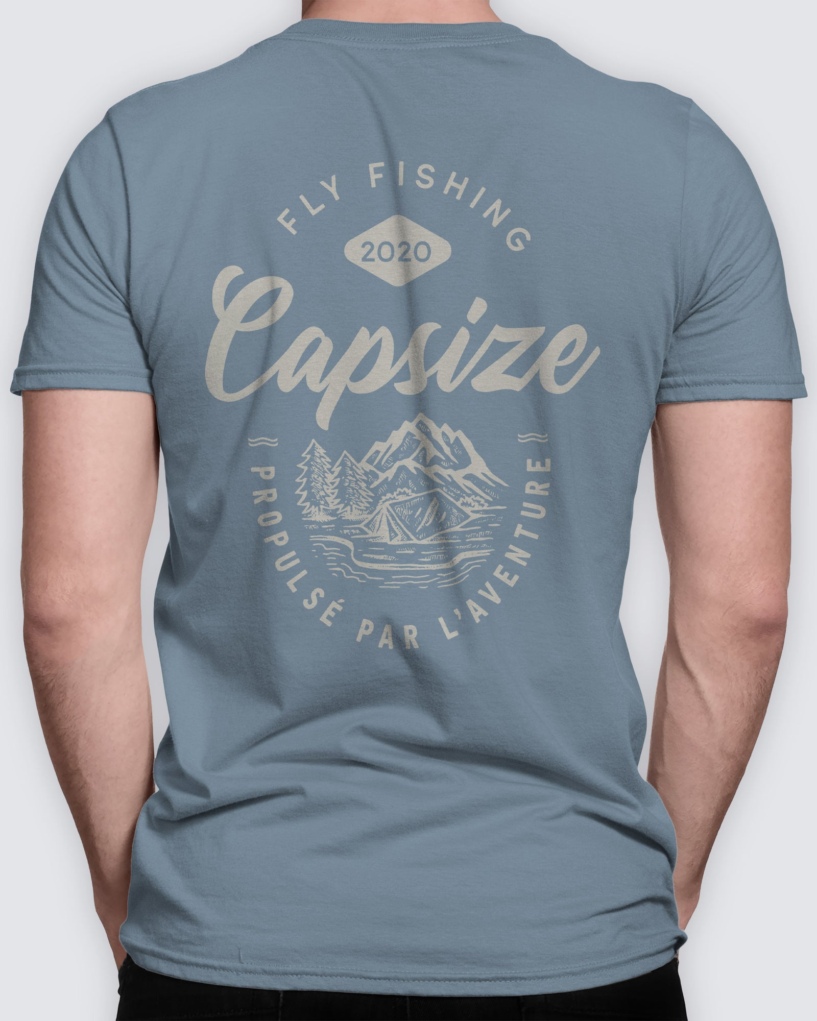 Fly Fishing T-Shirt | Propulsé Par L'Aventure Steel Blue - Capsize Fly Fishing