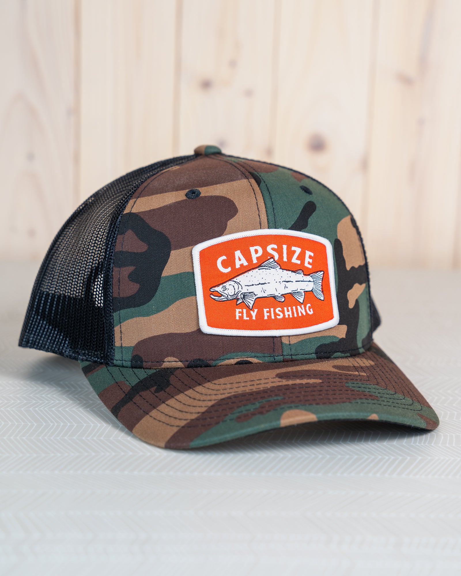 Fly Fishing Hat | Salmon Patch Camo Trucker - Capsize Fly Fishing