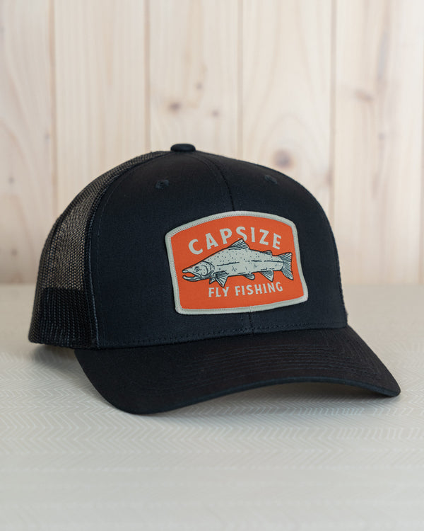 Fly Fishing Hat | Salmon Patch Black Trucker