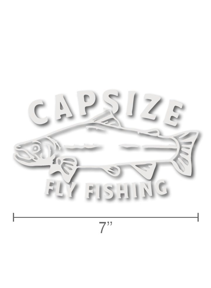 Fly Fishing Sticker | Salmon White Vinyl Sticker - Capsize Fly Fishing