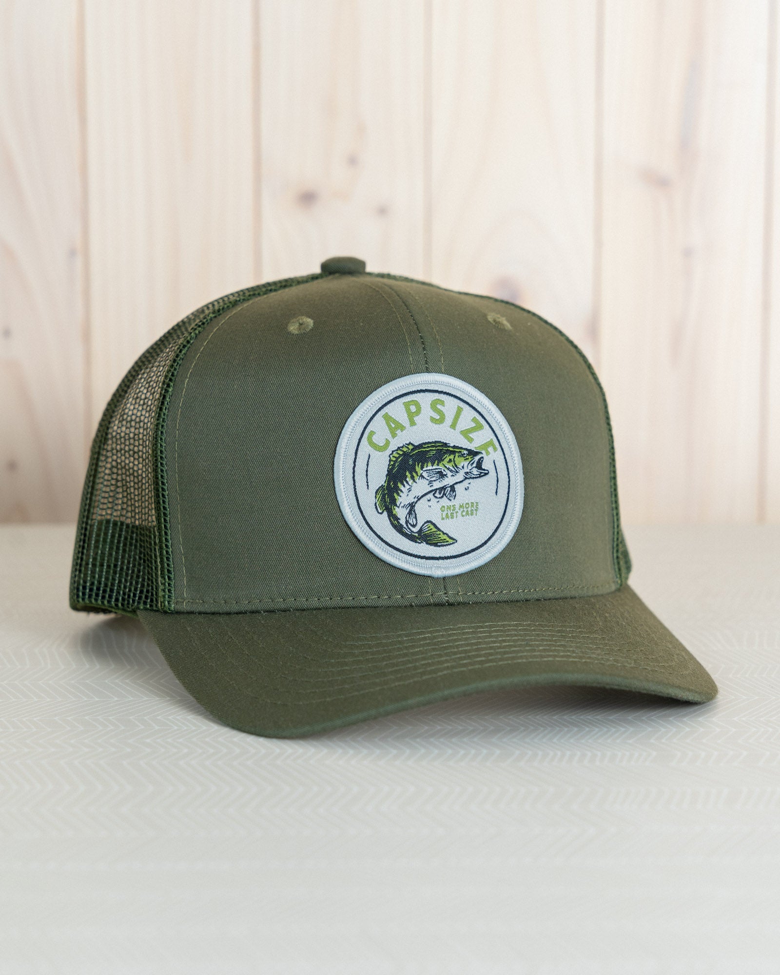 Fly Fishing Hat | Topwater Bass Olive Trucker - Capsize Fly Fishing