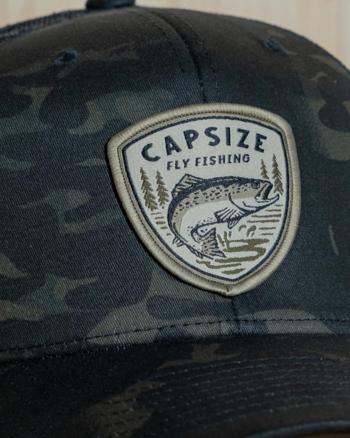 Casquette Pêche à la Mouche&lt;br&gt; Trucker Multicam Black Camo Truite Vintage