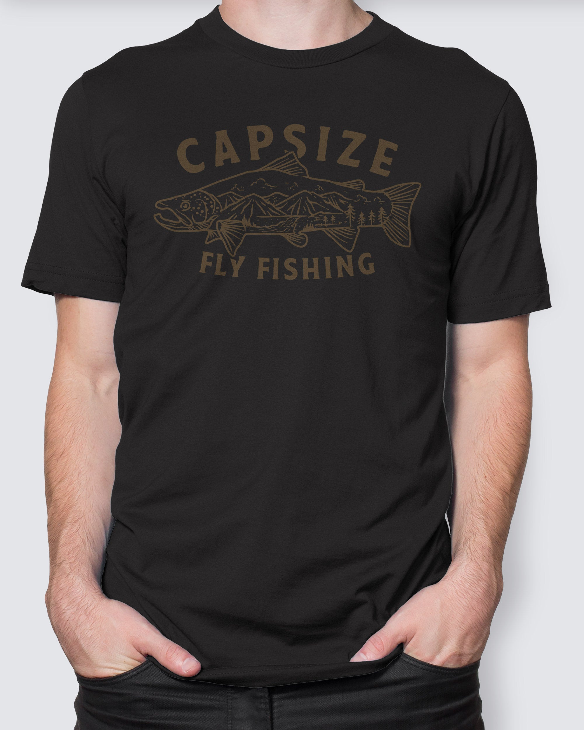 Fly Fishing T-Shirt | Wild Salmon Black - Capsize Fly Fishing