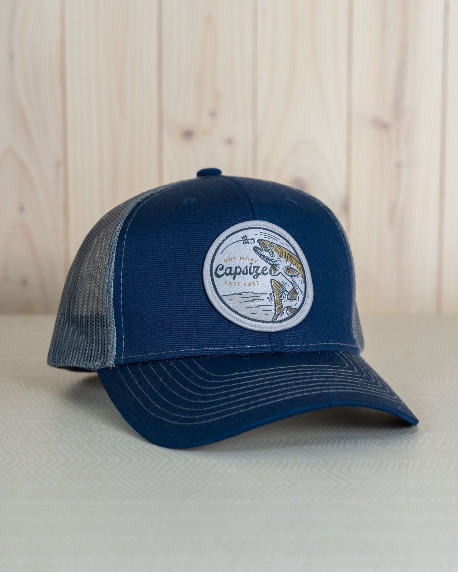 Limited Edition Hat | One More Last Cast Blue/Charcoal Trucker - Capsize Fly Fishing